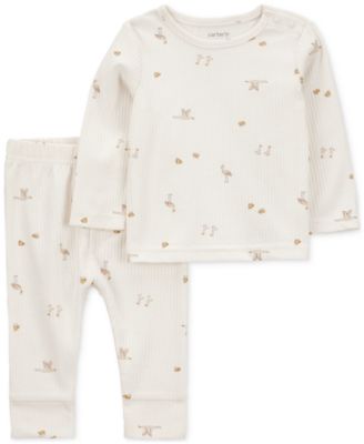 Carter's - Baby Bird-Print Long-Sleeve T-Shirt & Pants, 2 Piece Set