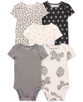 Carter's - Baby Girls Striped Butterfly Short-Sleeve Cotton Bodysuits, 5 Pack