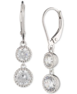 Sterling Silver Cubic Zirconia Double Drop Earrings