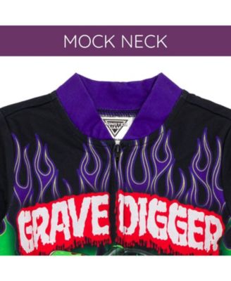 Toddler Boys Grave Digger French Terry Racing Zip Up Coverall to