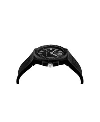 Men's Laserstrike Three Hand Quartz Black Silicone Strap Watch, 42mm