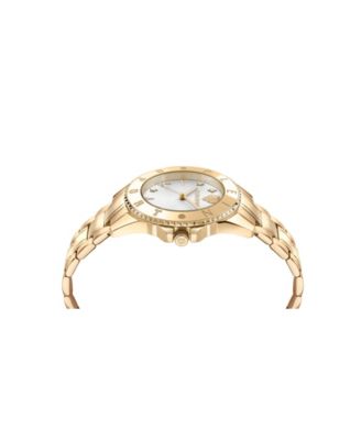 Women's Glam Three Hand Quartz Ion Plated Yellow Gold Bracelet Watch, 40mm