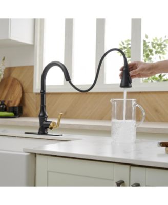 Single-Handle Pull-Down Sprayer and 3 Spray Modes High Arc Kitchen Faucet