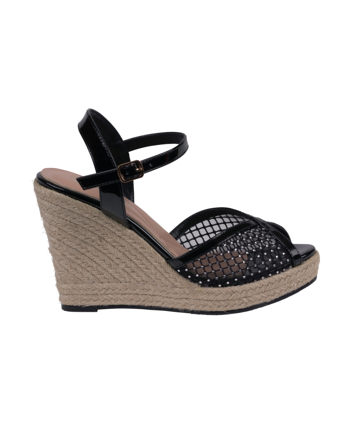 Gc Shoes Women's Mila Embellished Espadrille Wedge Sandals In Black