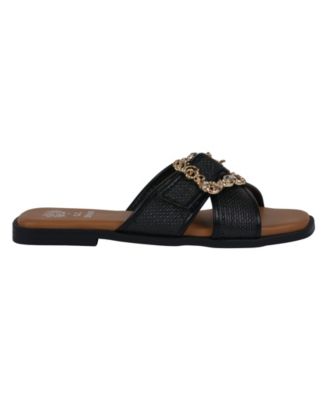 Women's Ivy Embellished Buckle Slide Flat Sandals