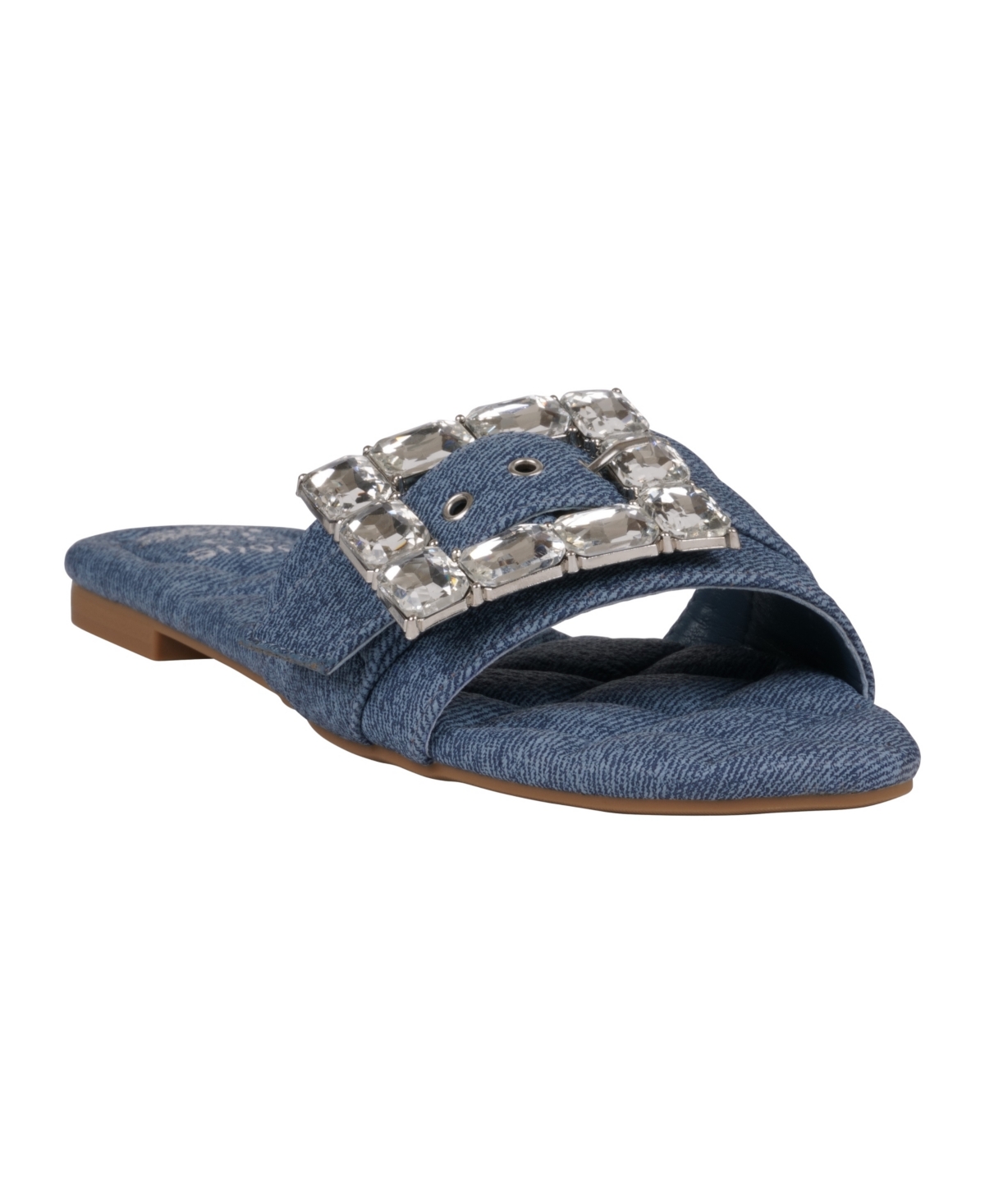 Women's Bianca Rhinestone Buckle Flat Sandals - Denim