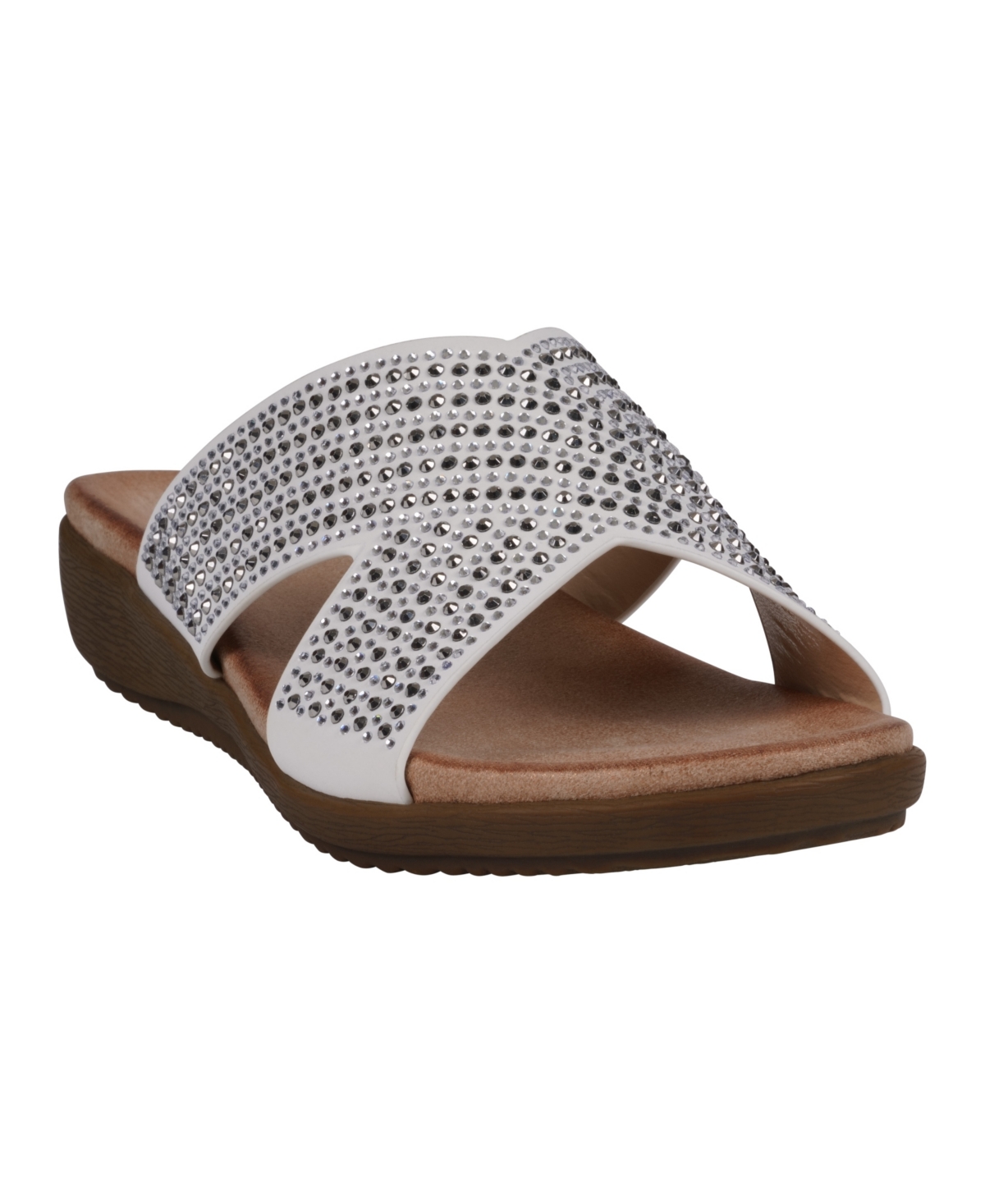 Women's Sharlene Embellished Cross-Strap Flat Sandals - Off White