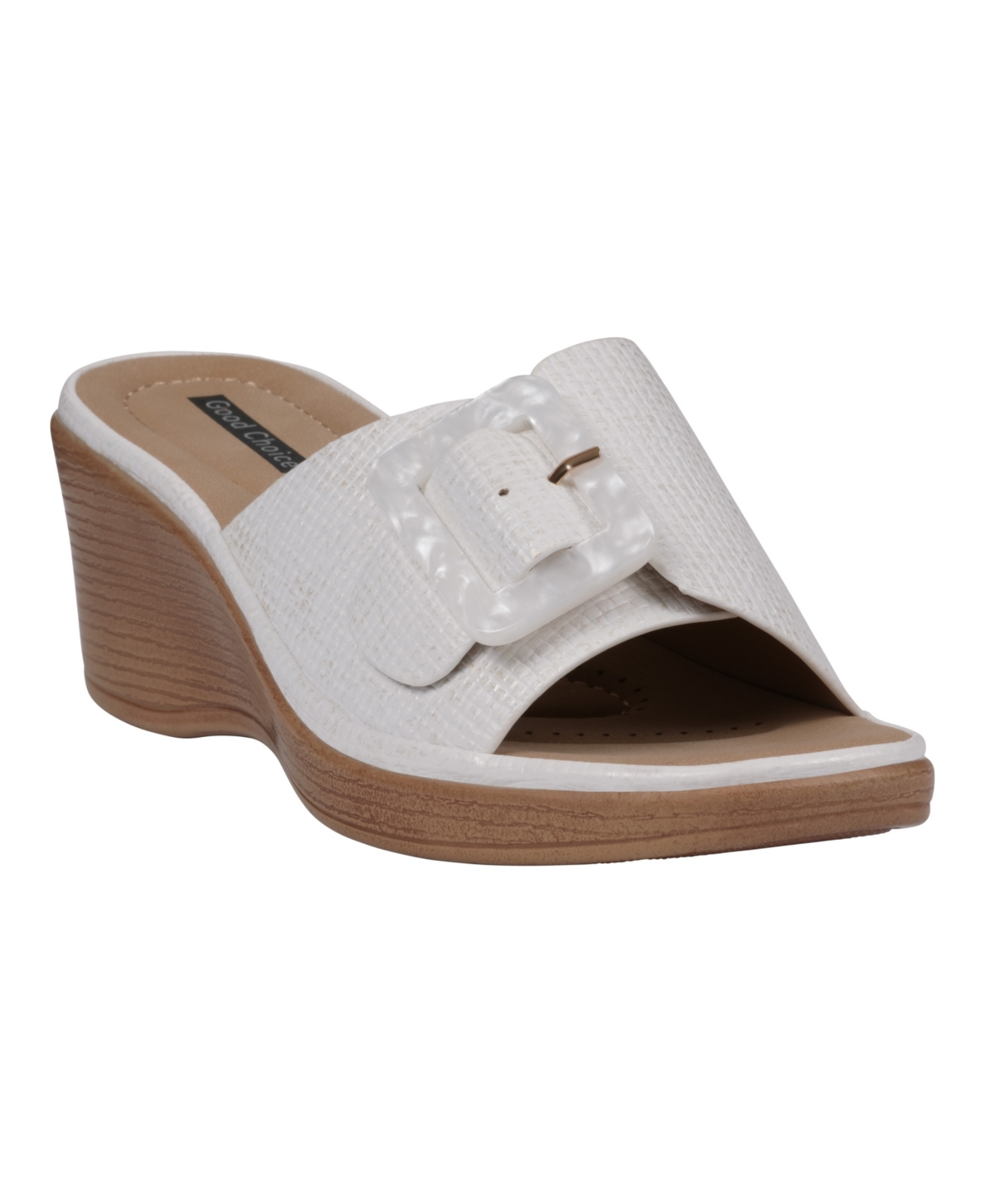 Women's Teri Buckle Wedge Sandals - White
