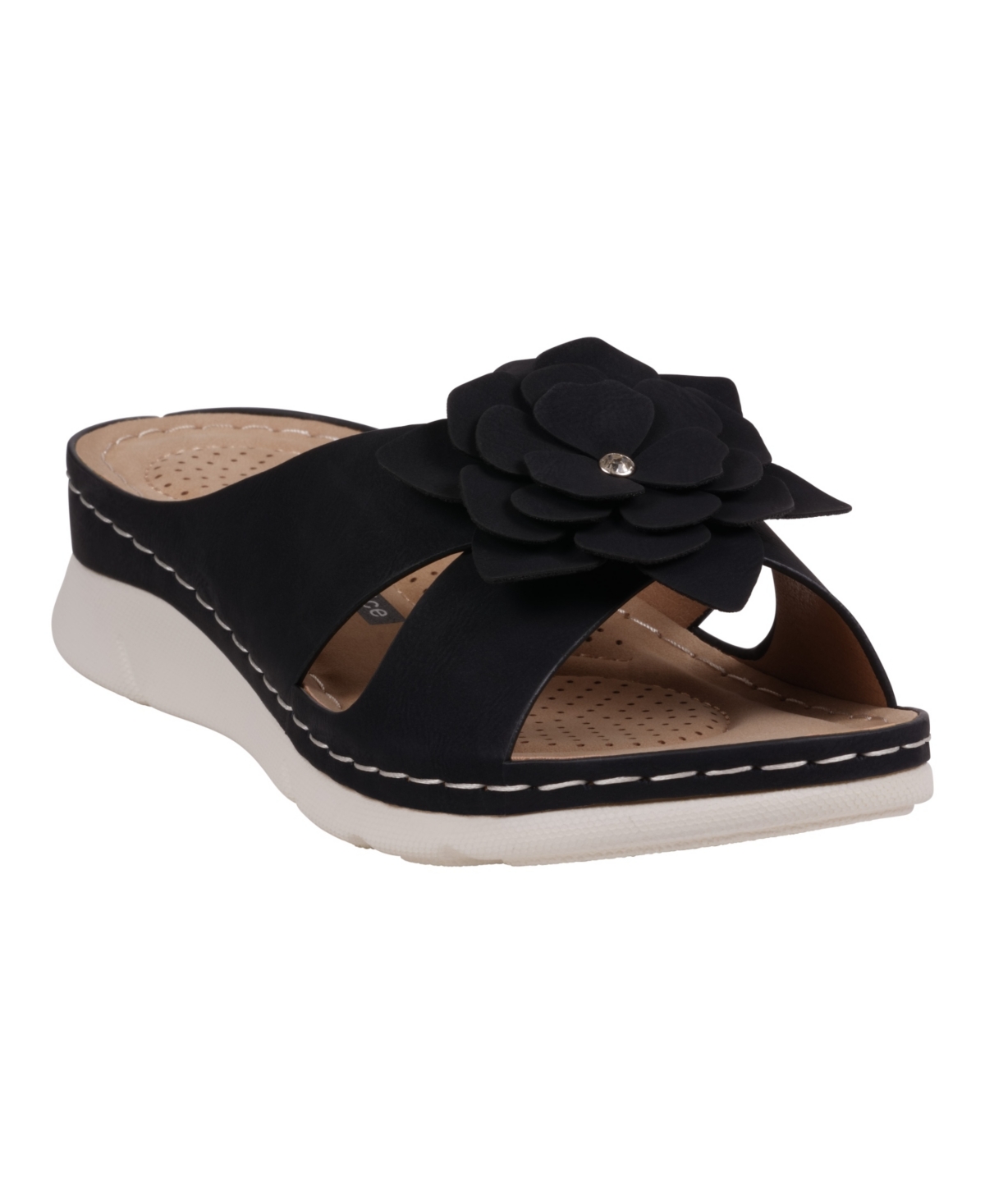Gc Shoes Women's Claire Flower Rosette Comfort Sandals In Black