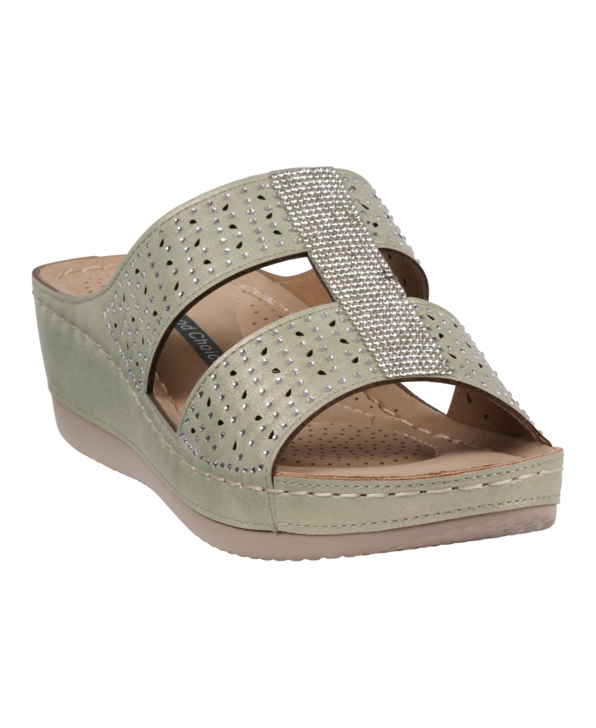 Gc Shoes Women's Carrie Embellished Wedge Sandals In Sage