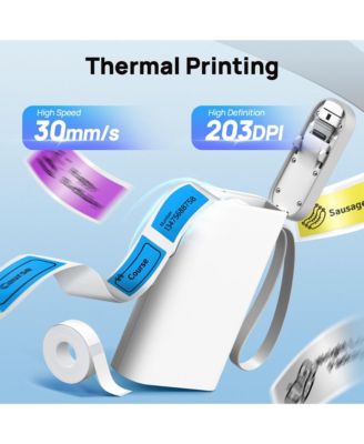 P21-A Label Maker Machine with Tape, Label Printer Thermal Mini Label Makers with Built-in Cutter and Multiple Templates, Portable Printers for School, Office and Home Use, White