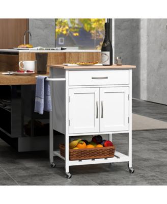 Rolling Kitchen Island Cart with Drawer and Towel Rack