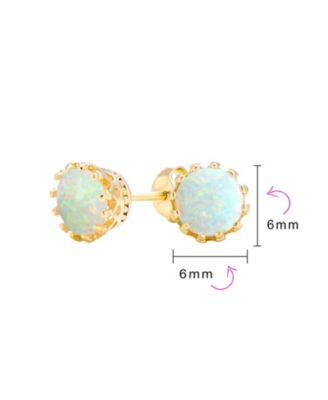 Crown Set Opal Solitaire Stud Earrings in Rose Gold Plated Sterling Silver 6MM