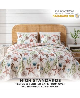 Watercolor Sea Life Microfiber Quilt Set With Shams