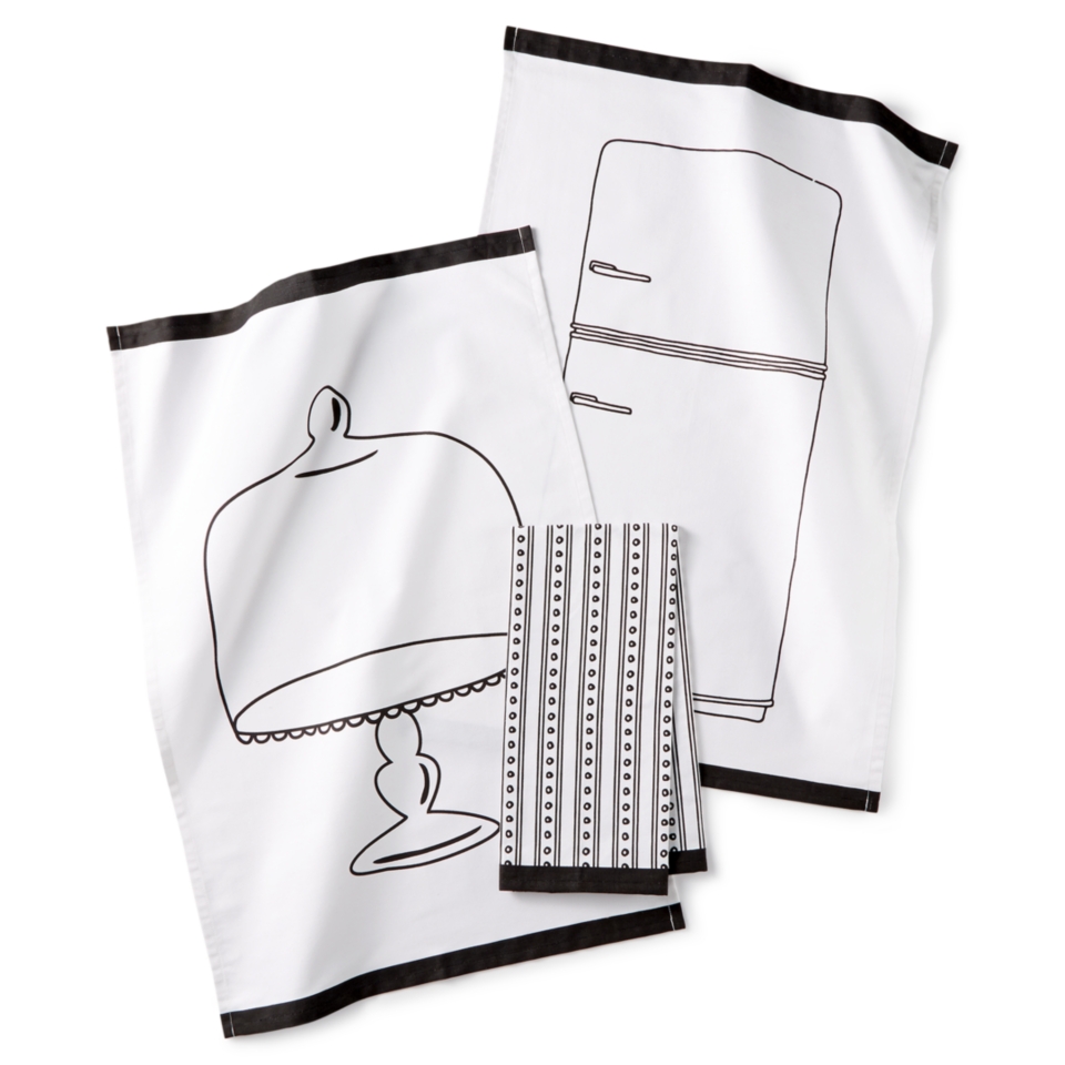 Martha Stewart Collection Whim 3 Pc. Set Pencil Sketch Kitchen Towels