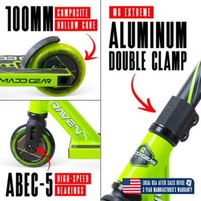 Pro Stunt Scooter for Kids Ages 5 - 12 – Lightweight Durable Trick Scooter for Skatepark and Street – MG1 - Green