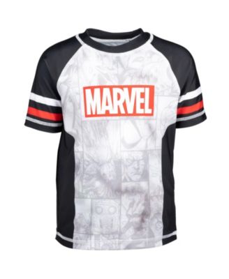 Boys Marvel Spider-Man Captain America Hulk Iron Man Pullover Rash Guard & Swim Trunks Outfit Set to