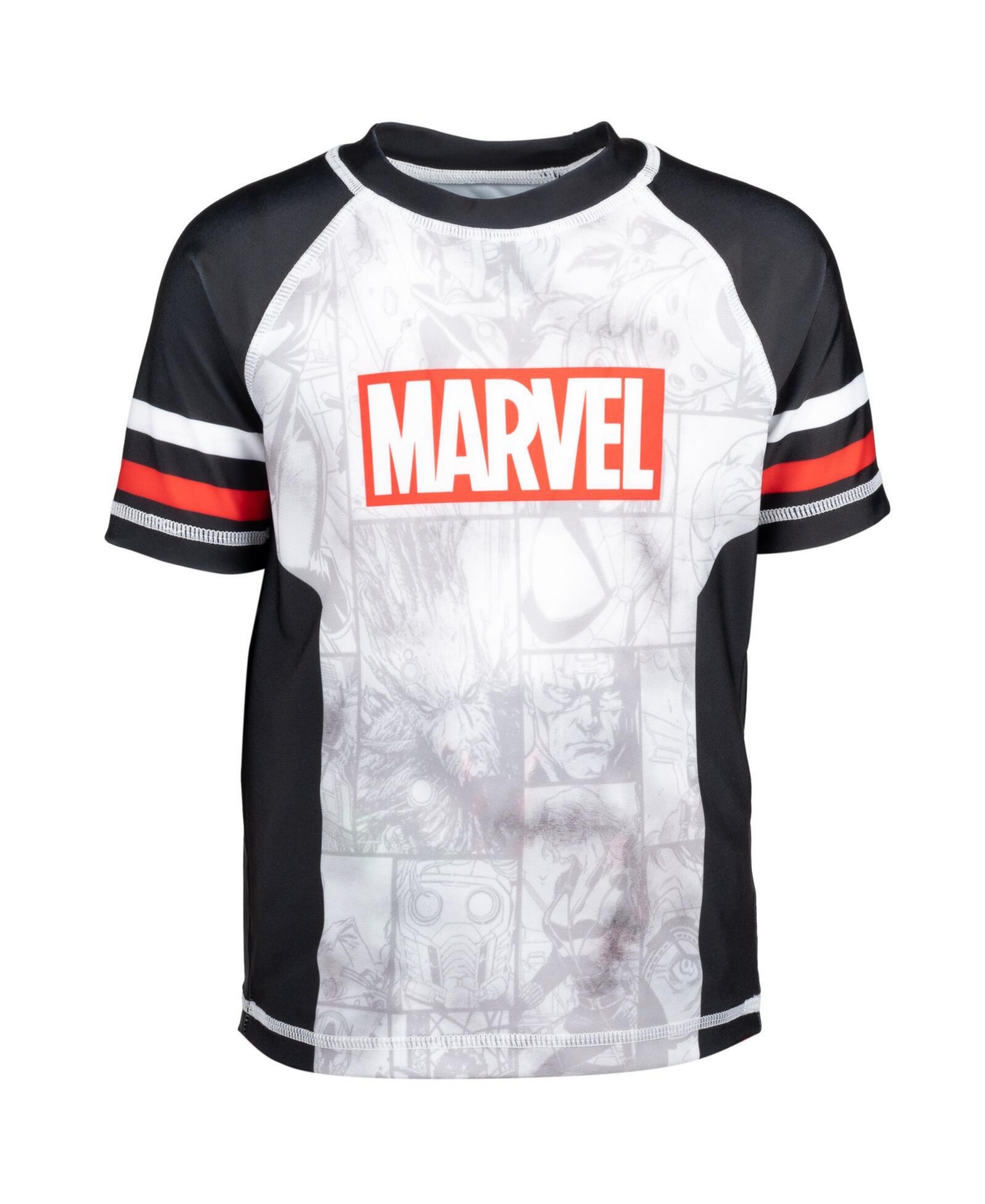 Avengers Boys Marvel Spider-Man Captain America Hulk Iron Man Pullover Rash Guard & Swim Trunks Outfit Set to