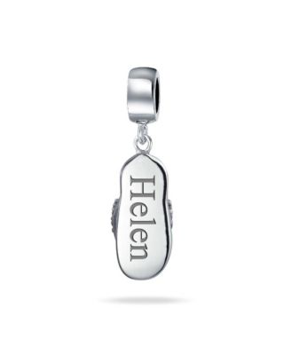 Flip Flop Sandal CZ Dangle Travel Charm Bead in Sterling Silver