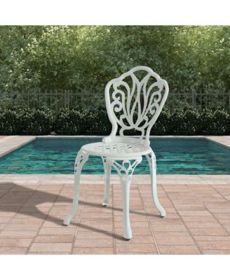 Patio Dining Chair Set of 2, Cast Aluminium Outdoor Chairs Outdoor Bistro Chairs, White