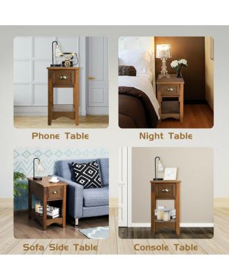 Contemporary Chair Side End Table Compact Table with Drawer Nightstand