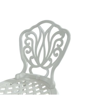 Patio Dining Chair Set of 2, Cast Aluminium Outdoor Chairs Outdoor Bistro Chairs, White
