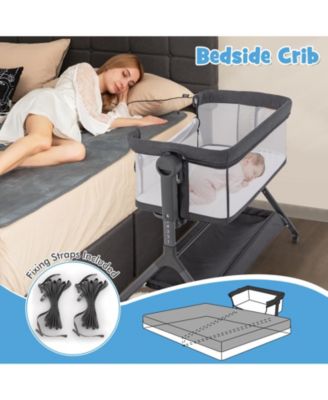 Kids Height Adjustable Bedside Sleeper with Storage Bag and Soft Mattress