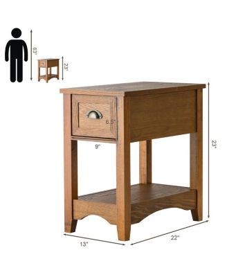 Contemporary Chair Side End Table Compact Table with Drawer Nightstand