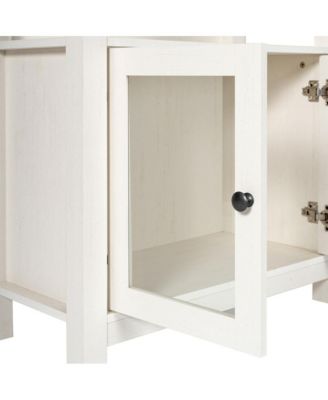 Omaha Modern Farmhouse Storage Cabinet Bookcase, Glass Doors And Open Shelves