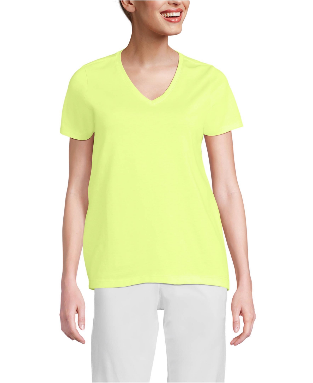 Women's Relaxed Supima Cotton V-Neck T-Shirt - Bright poppy
