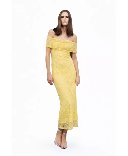 women's off-the-shoulder lace detailed maxi dress