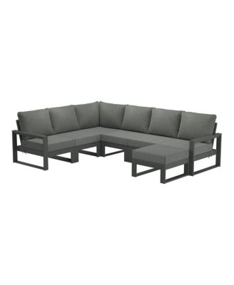 7-Piece Outdoor Modular L-Shaped Corner Patio Sectional Sofa Set