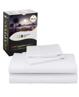 Certified Luxury King Bed Sheets Set - 100% Egyptian Cotton, Classic Percale Sheets King, Deep Pockets, Cool and Durable Bedding