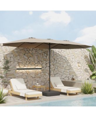 15 ft. Large Market Double Sided Umbrella Outdoor Patio Umbrella in Blue with Crank Handle, for Poolside Lawn Garden