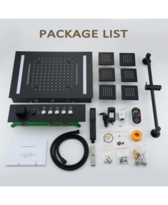 LED Lights, Body Jets and Slide Bar Thermostatic Flush Ceiling Mounted Complete Shower System