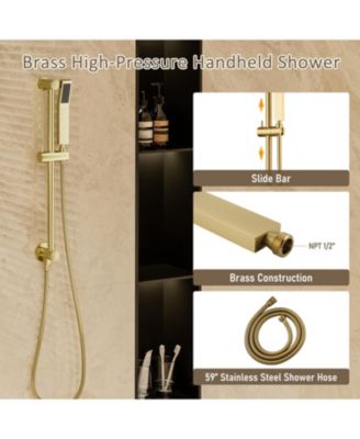 LED Lights, Body Jets and Slide Bar Thermostatic Flush Ceiling Mounted Complete Shower System