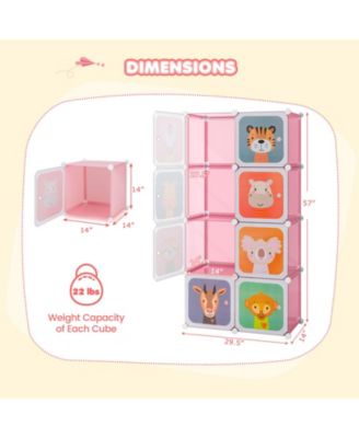 8-Cube Kids Wardrobe Closet with Clothes Hanging Section and Doors