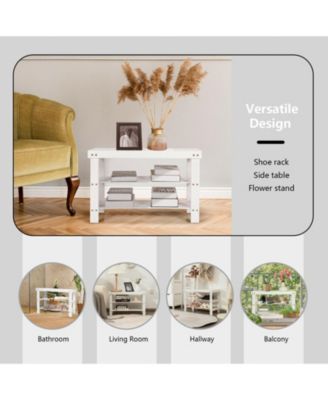 3-Tier Bamboo Shoe Bench Holds up to 6 Pairs for Entry