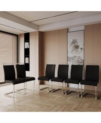 Modern Leather Upholstered Dining Chairs with Metal Legs (Set of 4)