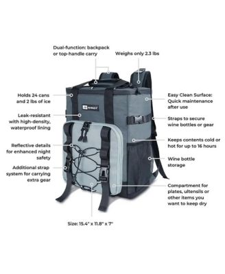 Mini Arctic Mule 24 can insulated backpack cooler, water resistant,16 hour ice retention,lightweight w/padded straps, bottle holders & opener.