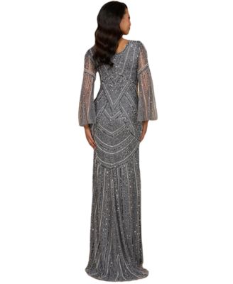 Women's Long Sleeve Beaded Gown