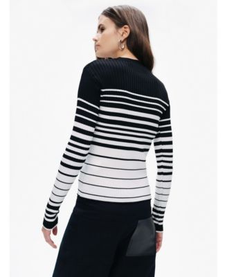Women's Striped Crocheted Knitted Sweater