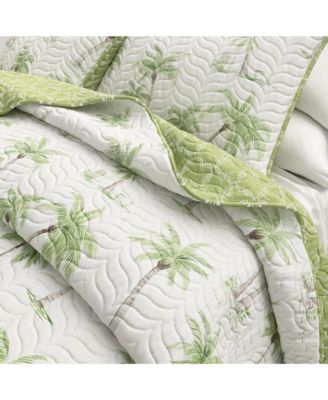 3-Piece Tropical Palm Sitched Quilt Set with Shams