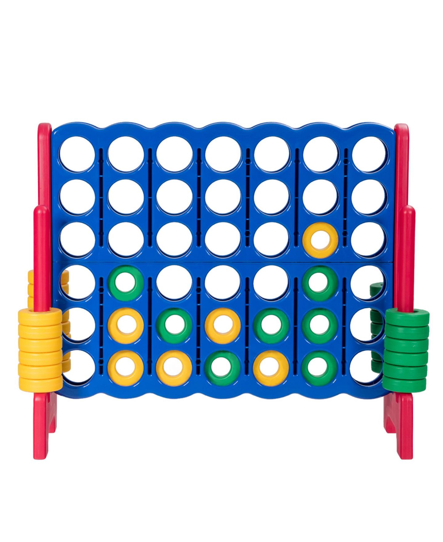 Детские игрушки Gymax Jumbo 4-to-Score Game Set 4 in A Row Kids Adults w/ 42 Jumbo Rings, цвет: Жёлтый — фото 4