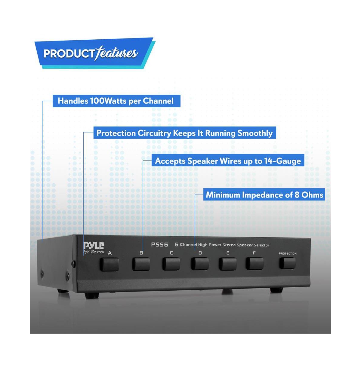 Pyle 6-Channel High Power Stereo Speaker Selector - PSS6