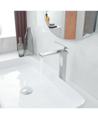 Single Hole Single Handle Bathroom Vessel Sink Faucet With Pop Up Drain Without Overflow In Polished Chrome