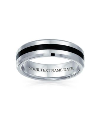 Black Silver Two Tone Stripe Couples Titanium Band Rings Comfort Fit