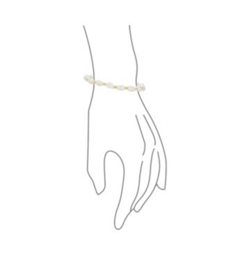 Simple White Freshwater Pearl Strand Bracelet 18K Gold Plated 6.5-8.5 Inch
