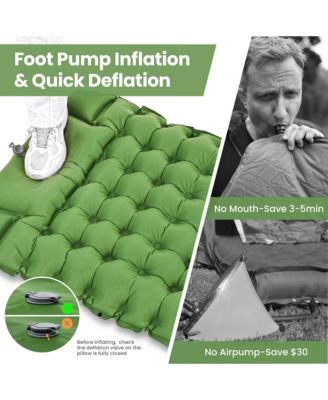 Extra Thick Inflatable Sleeping Pad with Pillow, Camping Pad with Carrying Bag