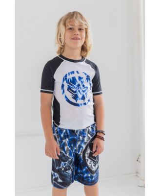 Little Boys Spider-Man Captain America Hulk Iron Man Pullover Rash Guard & Swim Trunks Outfit Set to